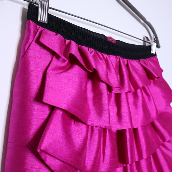 FUMBLIN' FOE Ruffle Front Skirt Fuchsia Pink Pencil Mini Length Women's XS - Picture 4 of 12